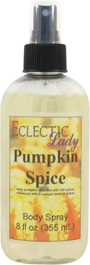 Eclectic Lady Pumpkin Spice Body Spray, 8 ounces, Body Mist for Women with Clean, Light & Gentle Fragrance, Cologne with Soft, Subtle Aroma For Daily Use