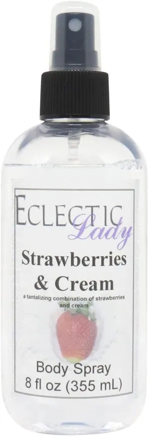 Eclectic Lady Strawberries and Cream Body Spray, 8 ounces, Body Mist for Women with Clean, Light & Gentle Fragrance, Cologne with Soft, Subtle Aroma For Daily Use