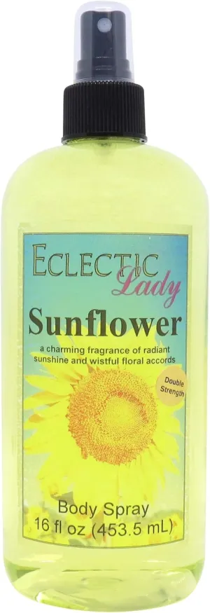 Eclectic Lady Sunflower Body Spray, Double Strength, 16 ounces, Body Mist for Women with Clean, Light & Gentle Fragrance, Cologne with Soft, Subtle Aroma For Daily Use