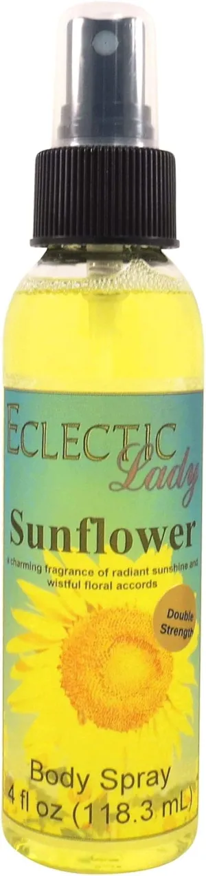 Eclectic Lady Sunflower Body Spray, Double Strength, 4 ounces, Body Mist for Women with Clean, Light & Gentle Fragrance, Cologne with Soft, Subtle Aroma For Daily Use