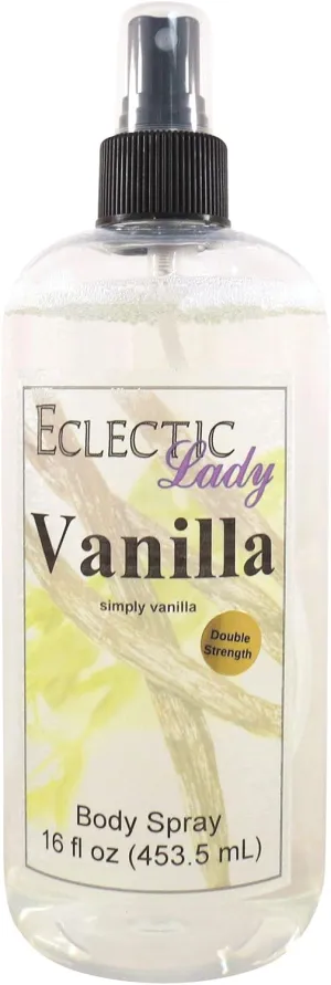 Eclectic Lady Vanilla Body Spray, Double Strength, 16 ounces, Body Mist for Women with Clean, Light & Gentle Fragrance, Cologne with Soft, Subtle Aroma For Daily Use