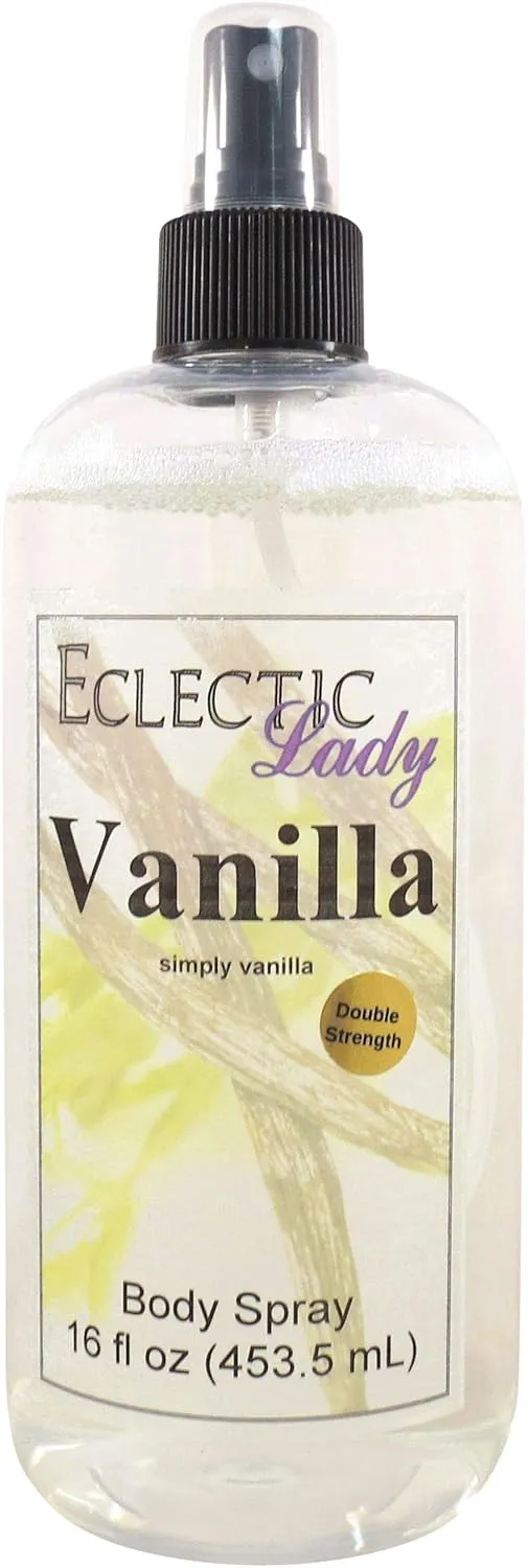 Eclectic Lady Vanilla Body Spray, Double Strength, 16 ounces, Body Mist for Women with Clean, Light & Gentle Fragrance, Cologne with Soft, Subtle Aroma For Daily Use