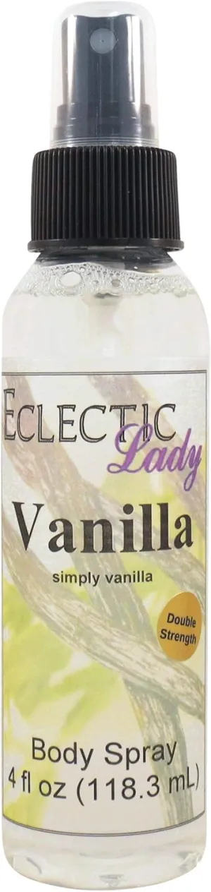 Eclectic Lady Vanilla Body Spray, Double Strength, 4 ounces, Body Mist for Women with Clean, Light & Gentle Fragrance, Cologne with Soft, Subtle Aroma For Daily Use