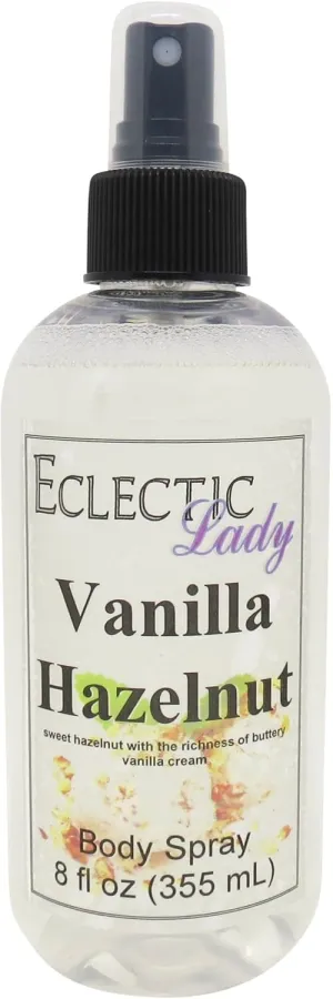 Eclectic Lady Vanilla Hazelnut Body Spray, 8 ounces, Body Mist for Women with Clean, Light & Gentle Fragrance, Cologne with Soft, Subtle Aroma For Daily Use