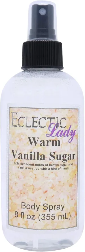 Eclectic Lady Warm Vanilla Sugar Body Spray, 8 ounces, Body Mist for Women with Clean, Light & Gentle Fragrance, Cologne with Soft, Subtle Aroma For Daily Use