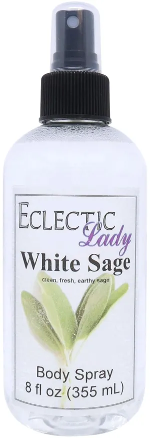 Eclectic Lady White Sage Body Spray, 8 ounces, Body Mist for Women with Clean, Light & Gentle Fragrance, Cologne with Soft, Subtle Aroma For Daily Use
