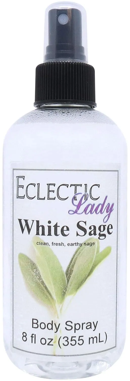 Eclectic Lady White Sage Body Spray, 8 ounces, Body Mist for Women with Clean, Light & Gentle Fragrance, Cologne with Soft, Subtle Aroma For Daily Use