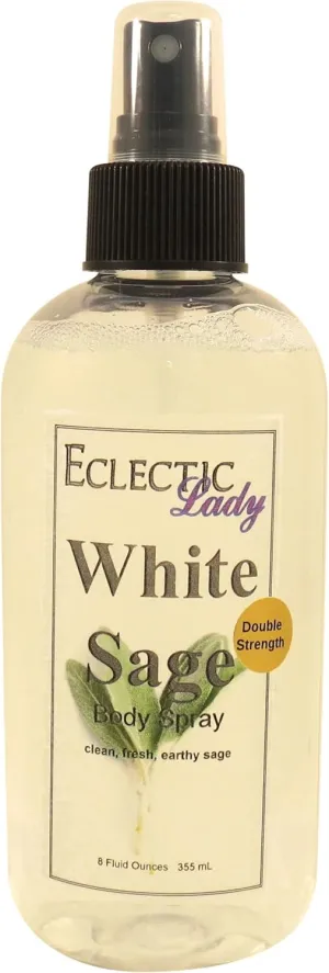 Eclectic Lady White Sage Body Spray, Double Strength, 8 ounces, Body Mist for Women with Clean, Light & Gentle Fragrance, Cologne with Soft, Subtle Aroma For Daily Use