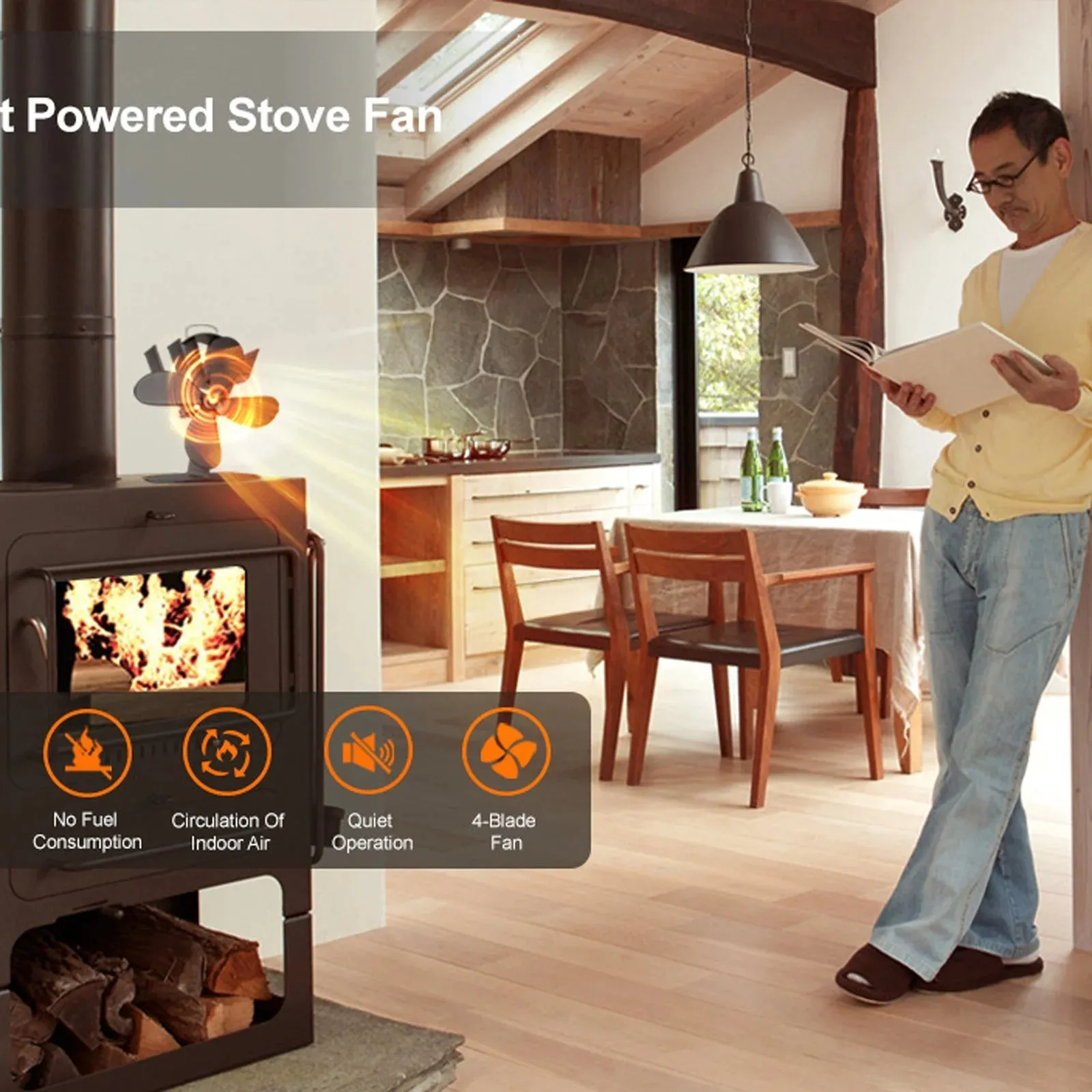 EcoFan™ | Heat-Powered 5-Blade Stove Fan