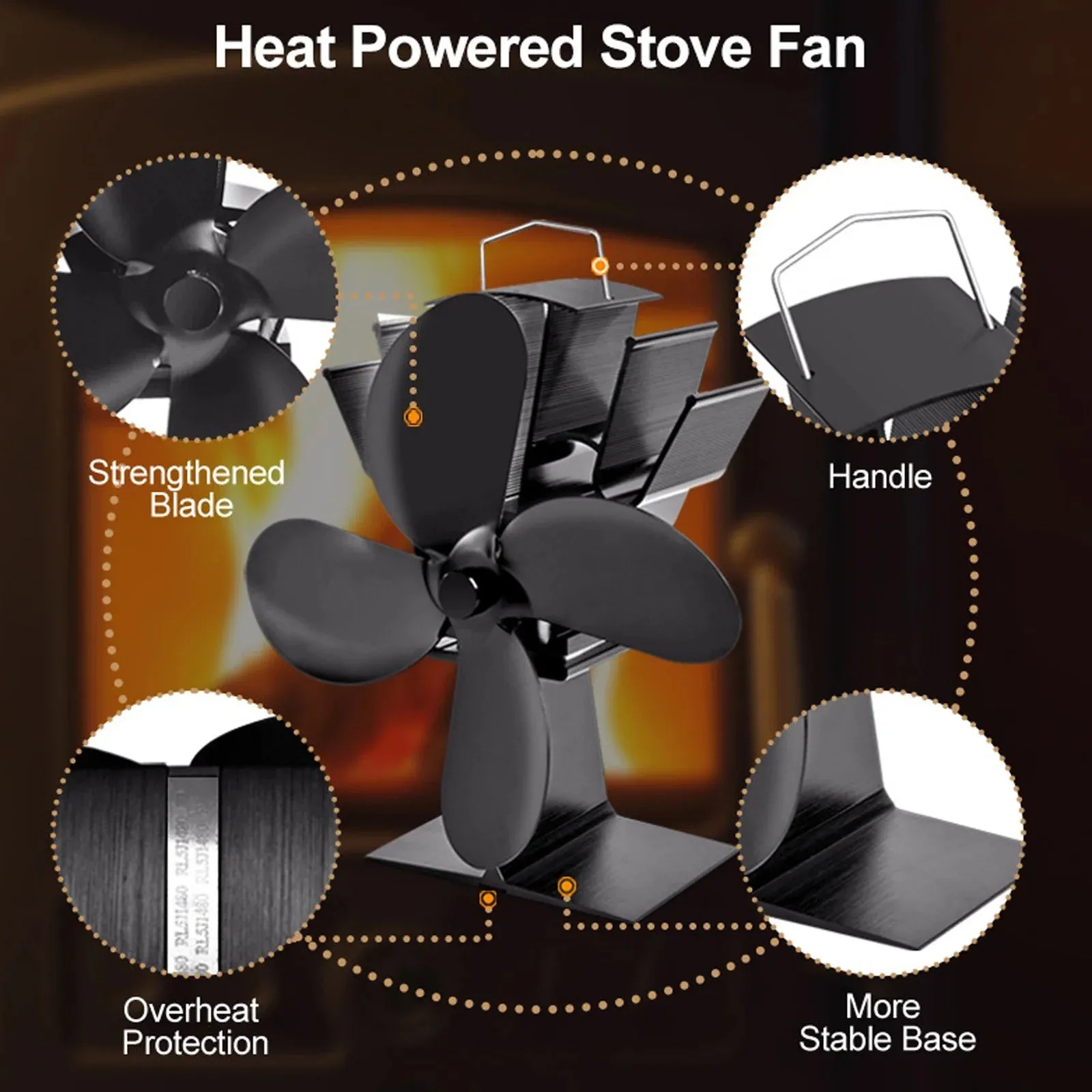 EcoFan™ | Heat-Powered 5-Blade Stove Fan