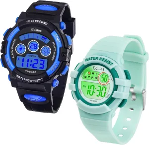 Edillas Kids Watches Digital Girls Boys,7 Colors Light Watch for Child Waterproof Sport Outdoor Multifunctional Watches with Stopwatch/Alarm for Kids