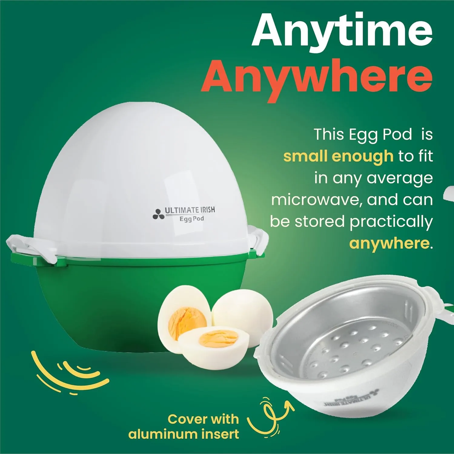 Egg Pod -Ronnie Neville’s Original as Seen on TV Microwave Egg Cooker, Perfectly Cooked & Peeled Egg, Capacity 4 Eggs, Boiled Egg Maker, Cooking Accessories, Microwave Egg Boiler Cooker