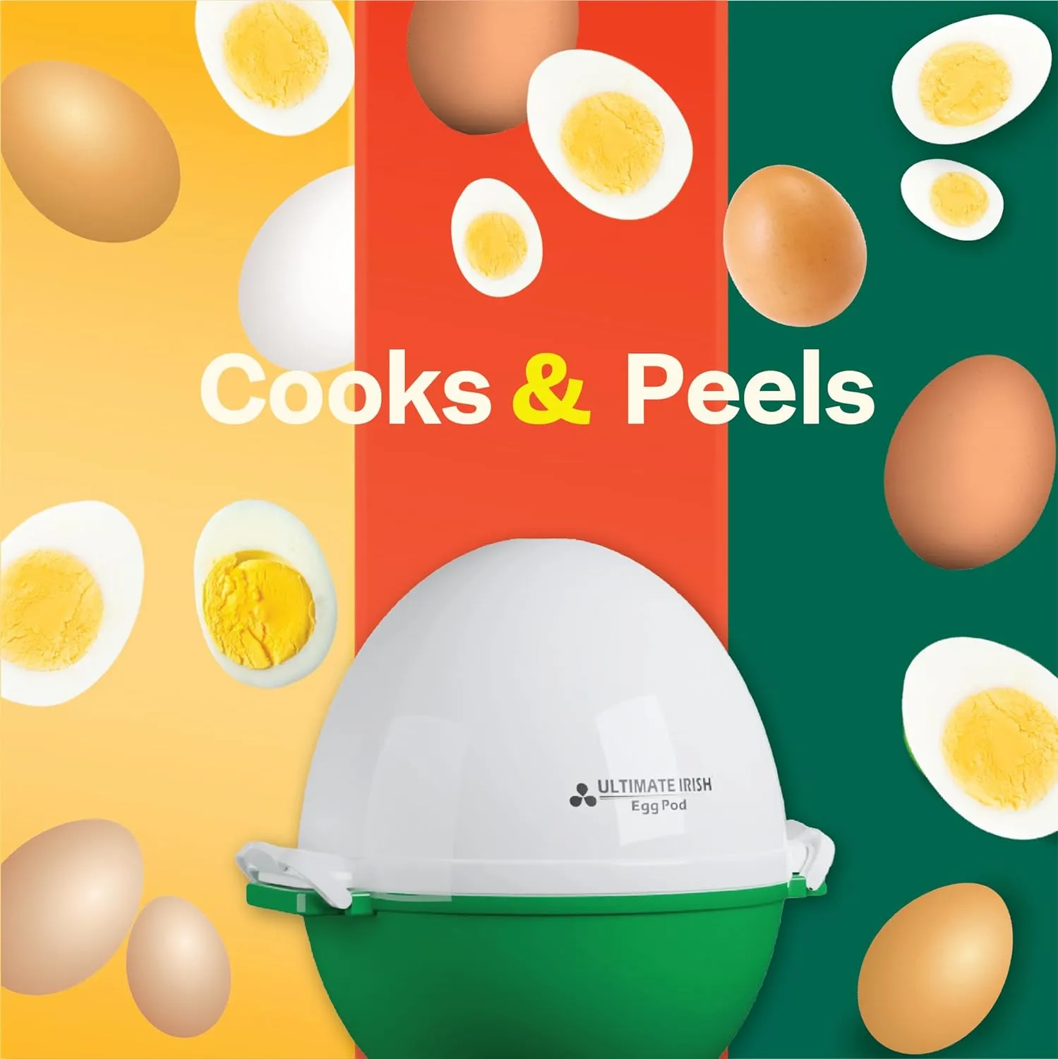 Egg Pod -Ronnie Neville’s Original as Seen on TV Microwave Egg Cooker, Perfectly Cooked & Peeled Egg, Capacity 4 Eggs, Boiled Egg Maker, Cooking Accessories, Microwave Egg Boiler Cooker