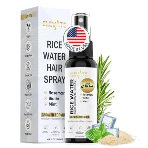 Elevate Fermented Rice Water for Hair Growth - Rice Water & Brewed Rosemary Spray Infused with Biotin - Vegan Growth Serum Mist – Strengthen Moisturize Thicken Naturally Hair Loss Treatment Women