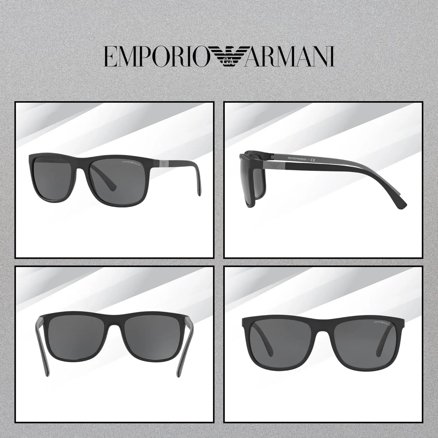 Emporio Armani EA4079 Square Sunglasses For Men   BUNDLE with Designer iWear Eyewear Care Kit