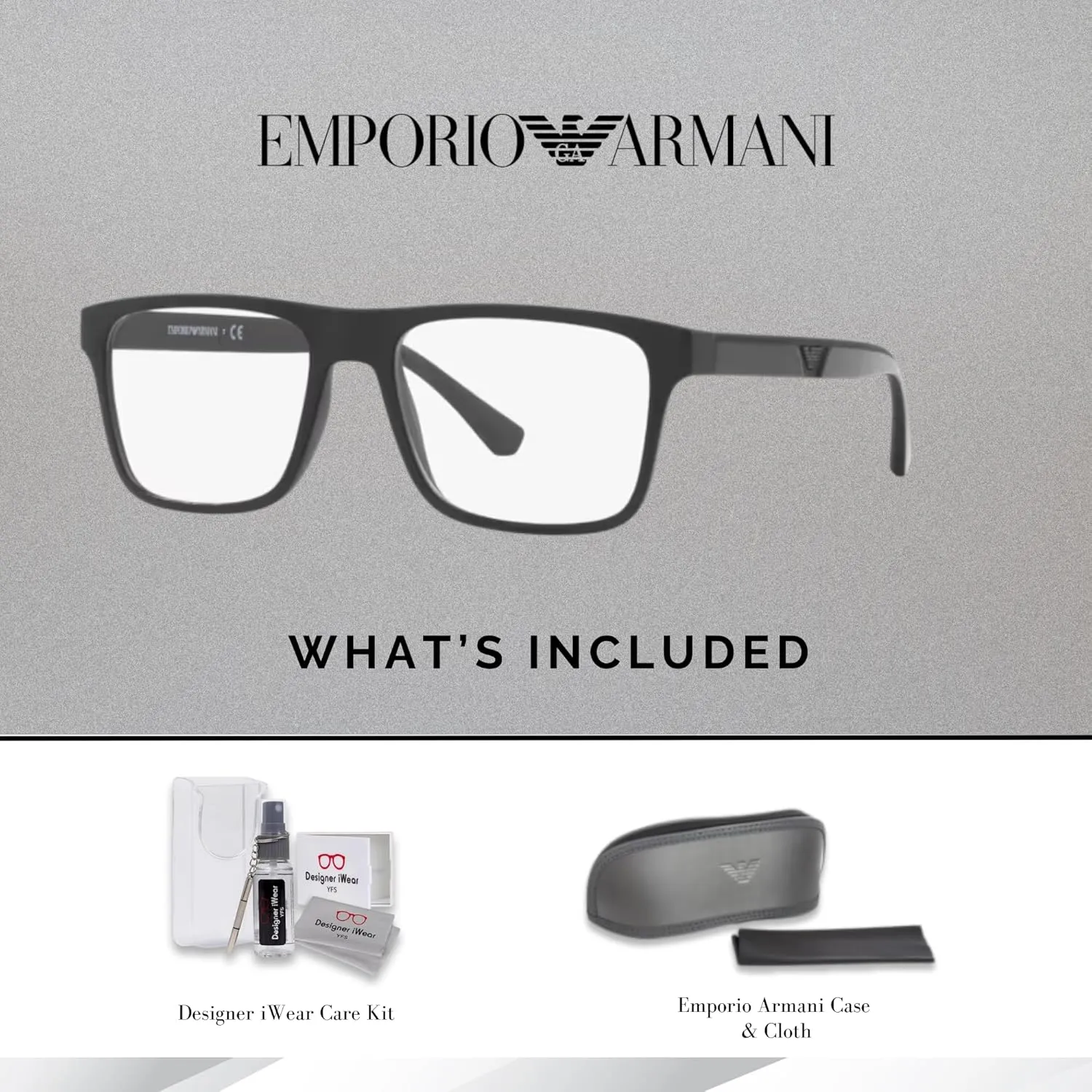 Emporio Armani EA4115 Square Sunglasses for Men   BUNDLE With Designer iWear Complimentary Eyewear Kit