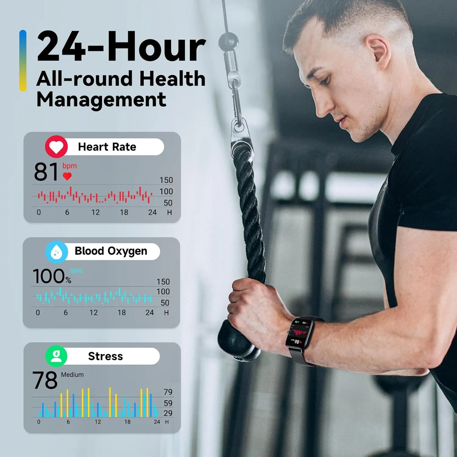 ENOMIR Smart Watch for Men Women, Alexa Built-in Fitness Tracker with Call Function&1.8" HD Touchscreen, 5ATM Waterproof Heart Rate/Sleep/SpO2 Monitor, 100  Sport Modes, iOS Android Compatible, Black