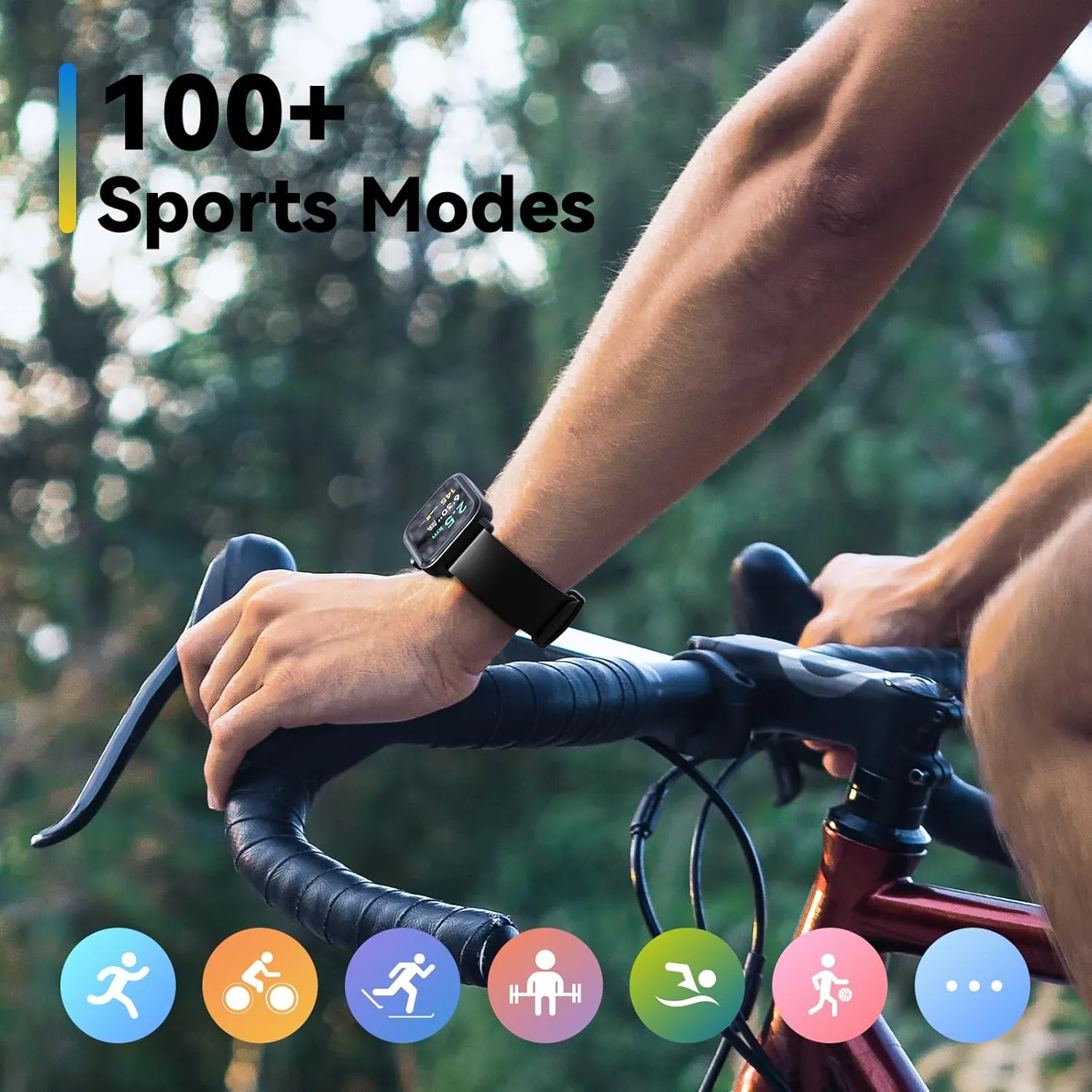 ENOMIR Smart Watch for Men Women, Alexa Built-in Fitness Tracker with Call Function&1.8" HD Touchscreen, 5ATM Waterproof Heart Rate/Sleep/SpO2 Monitor, 100  Sport Modes, iOS Android Compatible, Black