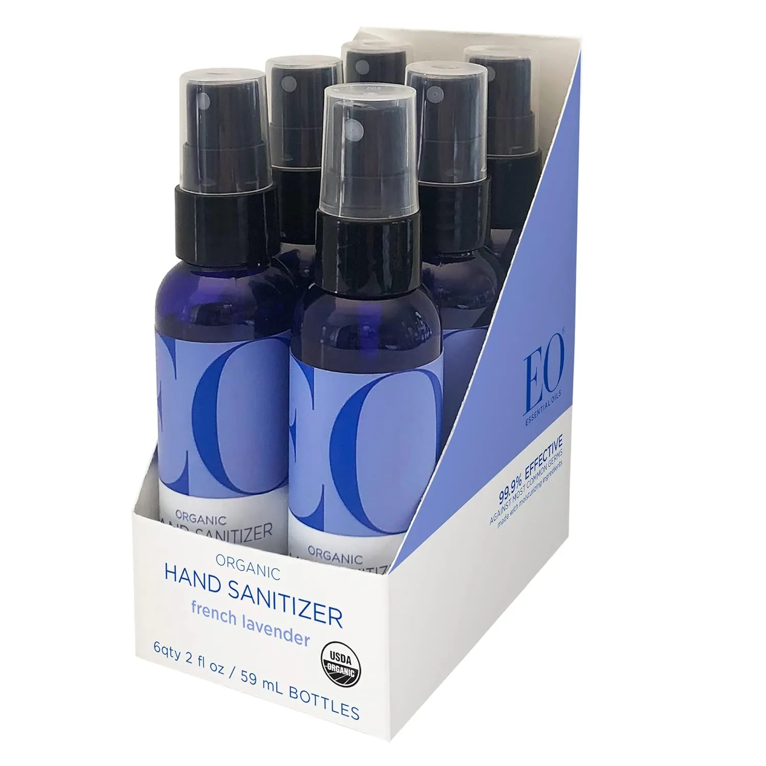 EO Organic Hand Sanitizer Spray: French Lavender, 2 Ounce, 6 Count