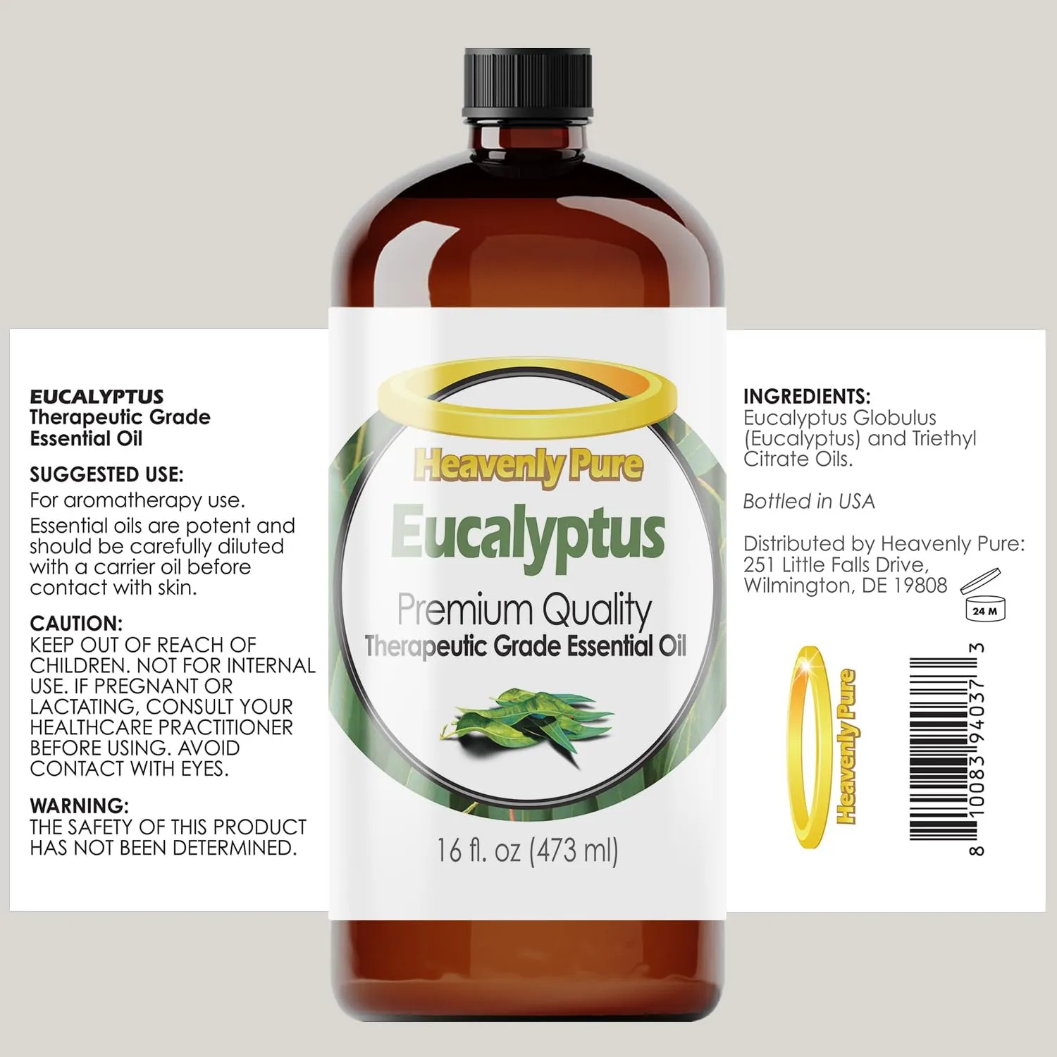 Eucalyptus Essential Oil 16 oz Large Bottle for Spray, Diffuser, Humidifier - 473 ml