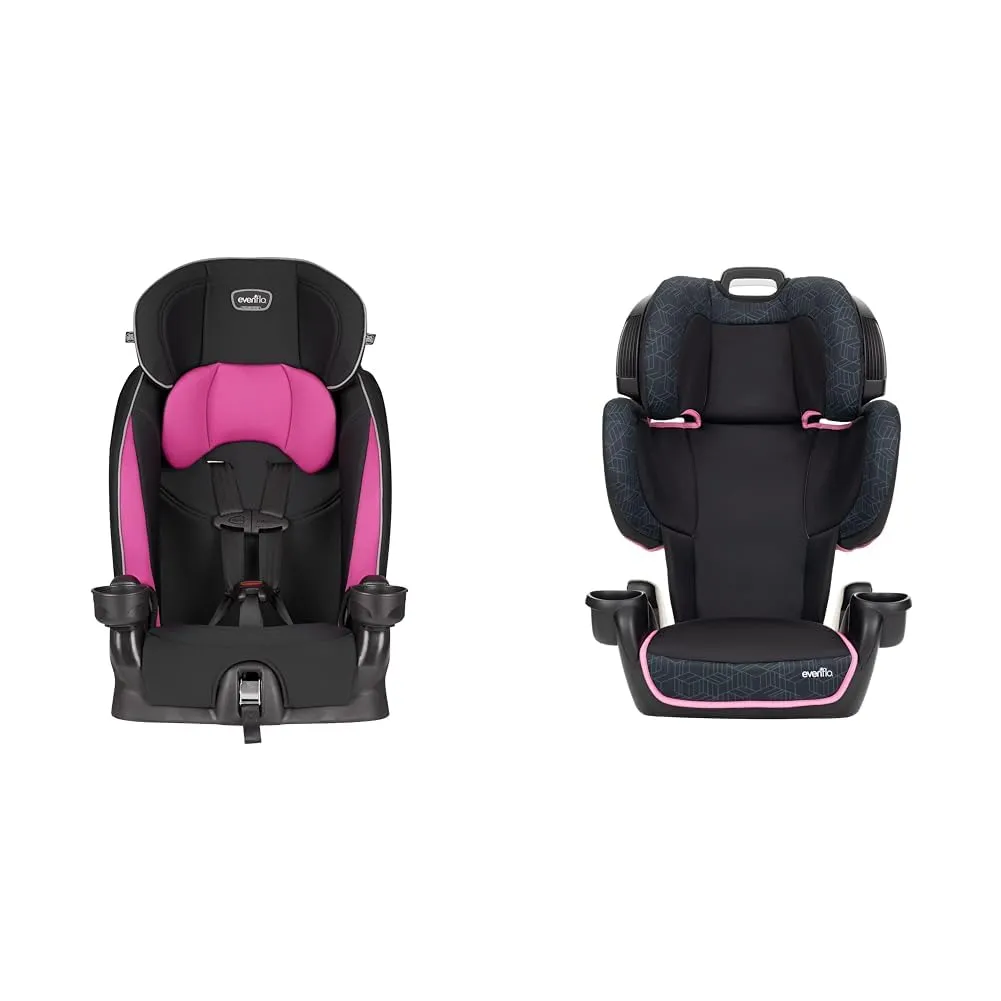 Evenflo Chase Sport Harnessed Booster Car Seat, Jayden 18x18.5x29.5 Inch (Pack of 1) & GoTime LX High Back Booster Car Seat