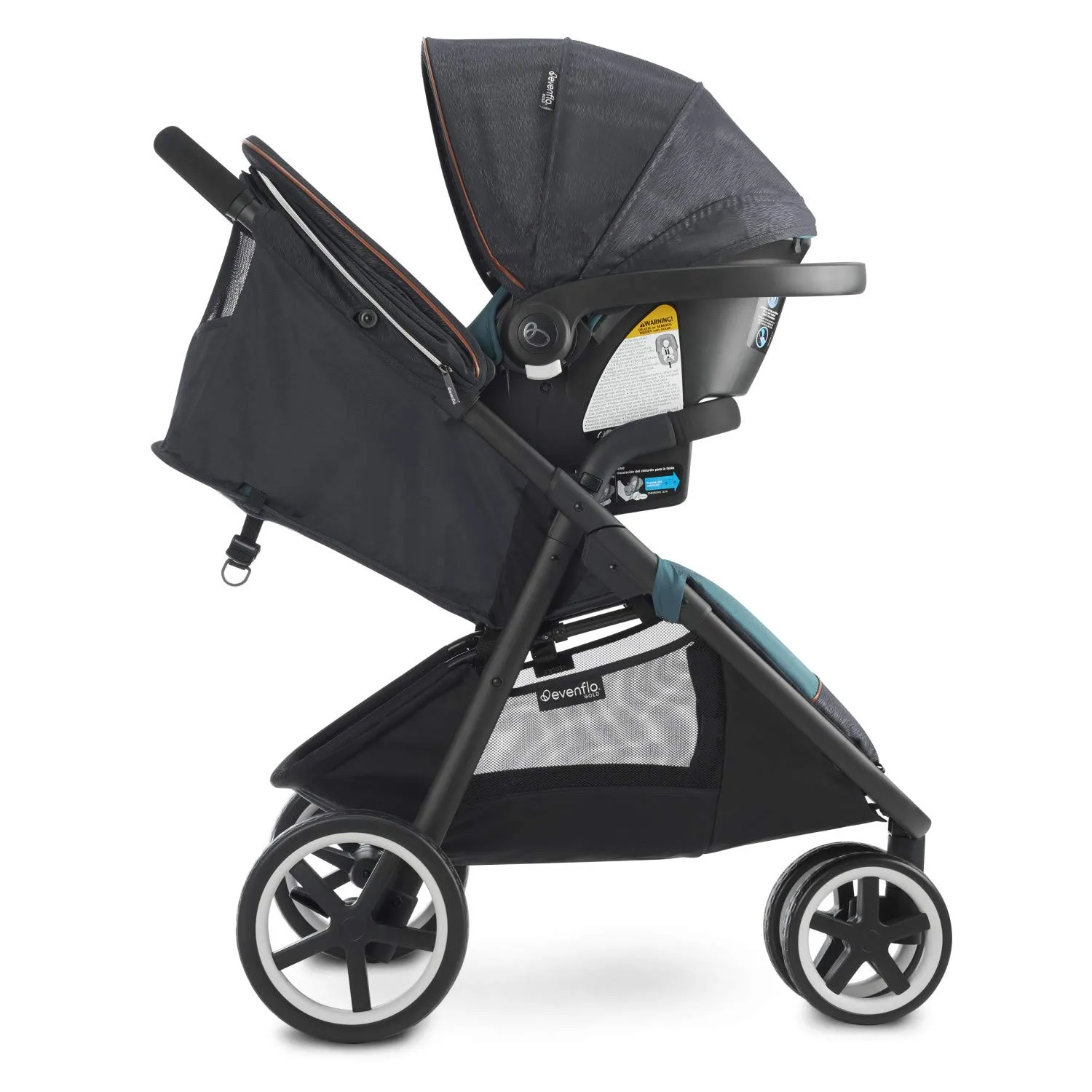 Evenflo Gold, Sensorsafe Verge3 Smart Travel System, Includes SecureMax Smart Infant Car Seat, 3-Wheel Jogging Stroller, SensorSafe Syncs Automatically with App, Fits Infants 4 to 35 Pounds, Sapphire