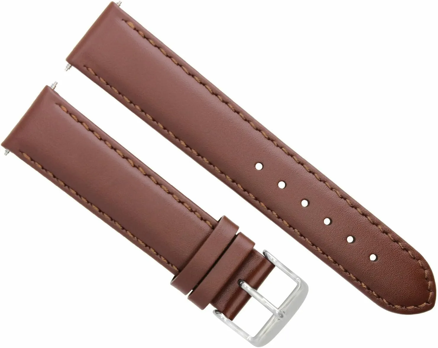 Ewatchparts 20mm Leather Watch Band Strap Compatible With Ulysse Nardin Watch Light Brown With White Stitching