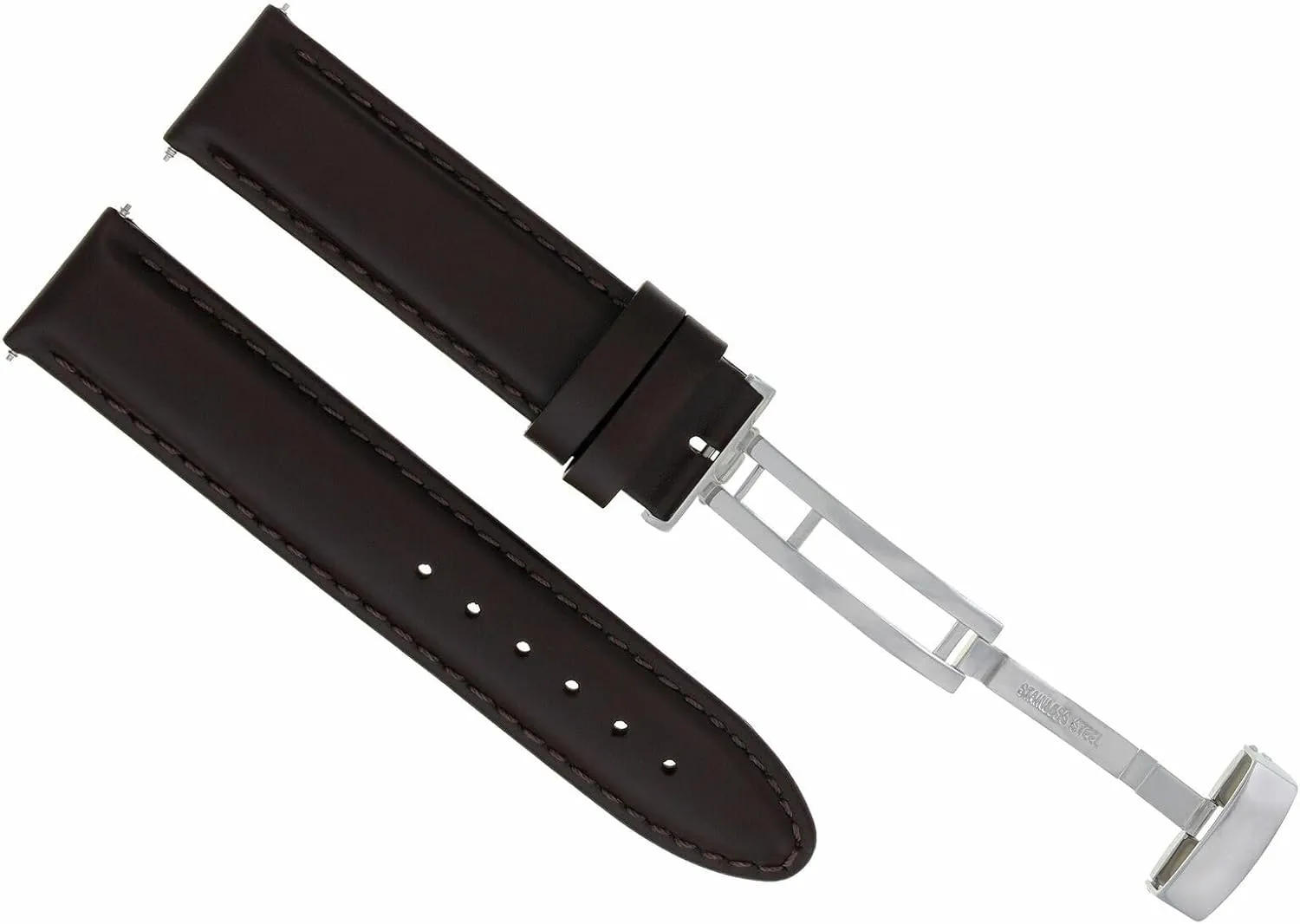 Ewatchparts 20mm Smooth Leather Watch Band Watch Watch Band Strap Compatible With Franck Muller Deployment Dark Brown
