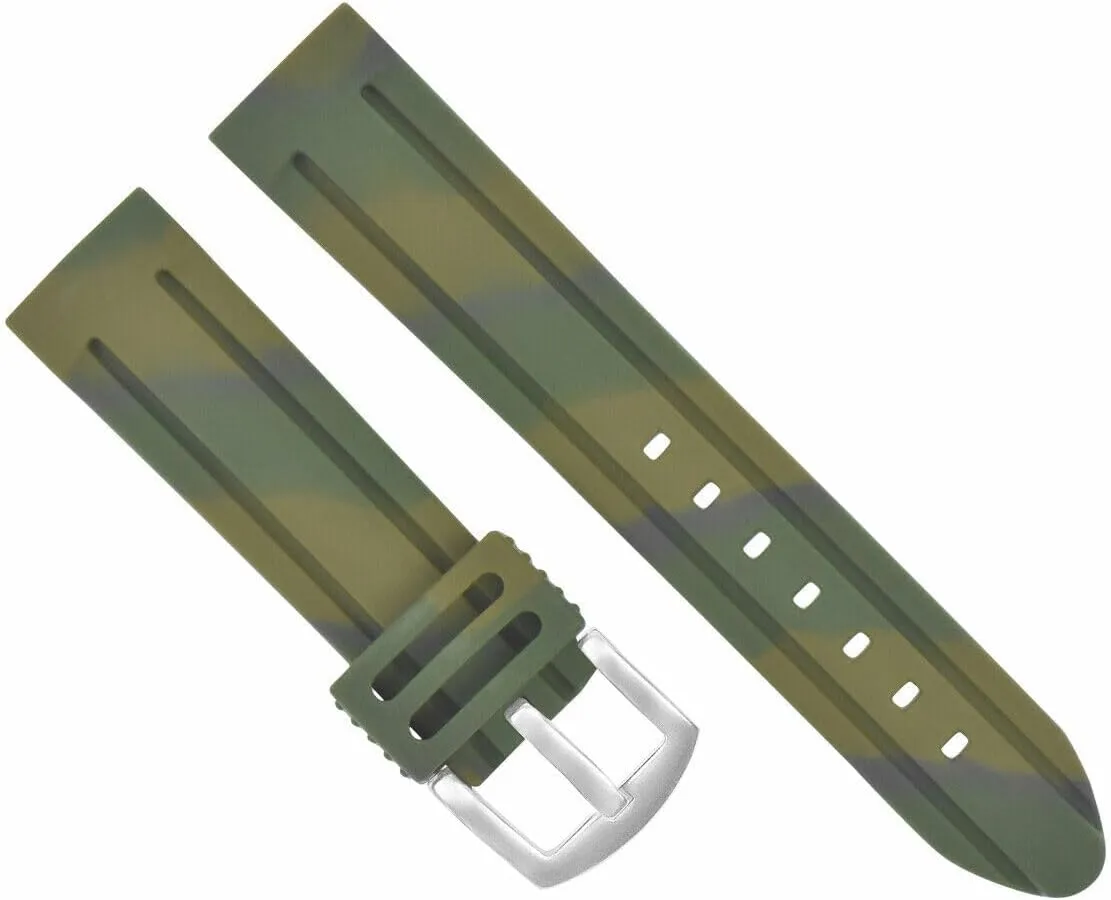 Ewatchparts 22mm Rubber Diver Watch Band Strap Compatible With Swiss Army Military Classic Chrono Watch