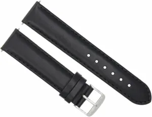 Ewatchparts 24mm Leather Watch Band Strap Smooth Compatible With Bulova UHF Sea King Waterproof Black