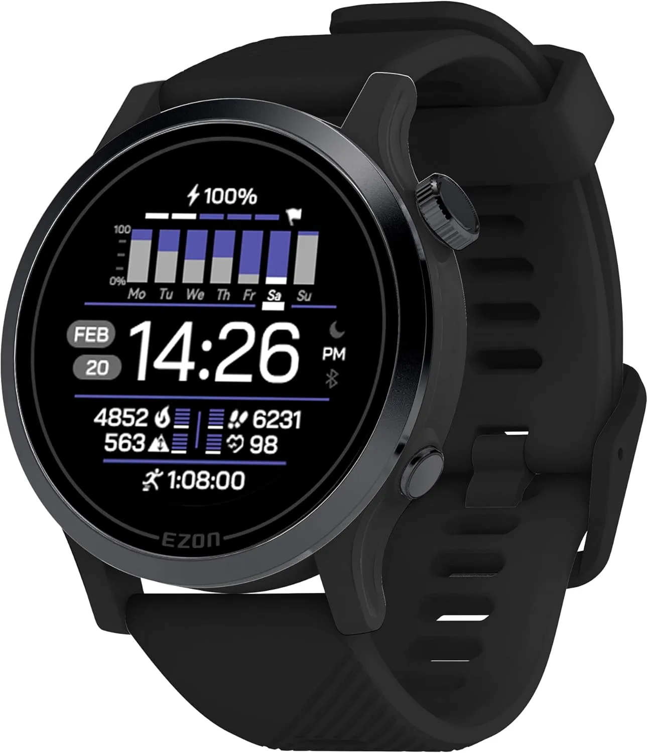 EZON R7 GPS Sports Watch,Optical Heart Rate Monitor,Dual-Band GNSS,20 Days Battery Life,28  Professional Sports Modes,Training Analysis, Lightweight Running Watch for Triathlon/Marathon/Trail Run/Swim