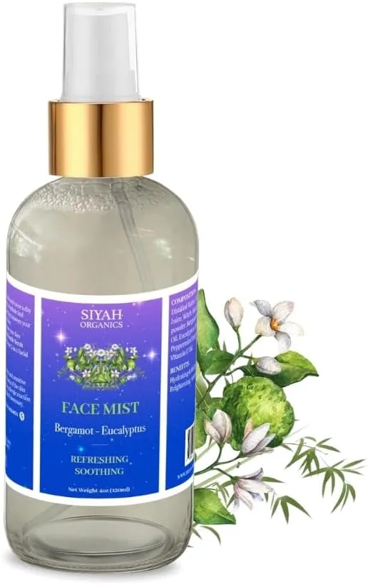 Face Mist with Bergamot and Eucalyptus – Hydrating, Refreshing, Soothing, and Aromatic Facial Spray – 4oz