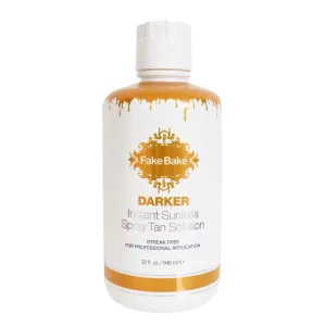 Fake Bake Darker Spray Tan Solution Sunless Self Tanner for Professional Airbrush Machine Long-Lasting Face & Body Glow Bronzing Self Tanning for Women & Men - 32 fl Oz