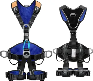 Fall Protection Full Body Safety Harness 5pt Roofing harnesses Aluminum O-Rings 8”Thick Back Support Belt Construction With Reflective Strips OSHA/ANSI Compliant