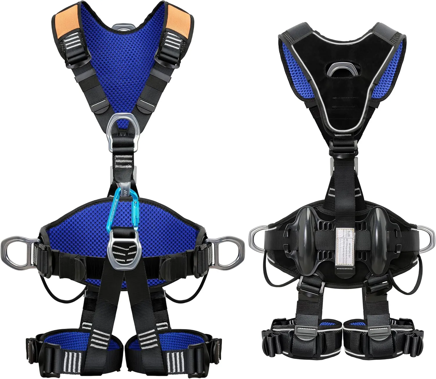 Fall Protection Full Body Safety Harness 5pt Roofing harnesses Aluminum O-Rings 8”Thick Back Support Belt Construction With Reflective Strips OSHA/ANSI Compliant