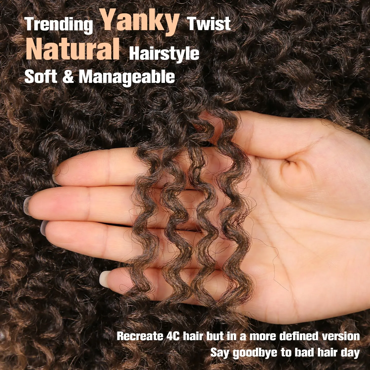 Fancy Hair Short Kinky Curly Wigs Ombre Brown Side Part Afro Wigs for Black Women Synthetic Yanky Twist Out Wig Natural Hairstyle for Daily Use (1B/30)