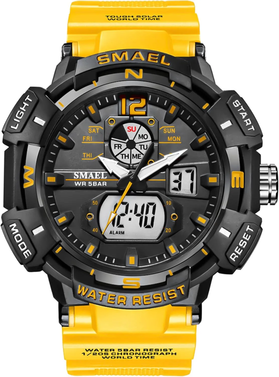 FANMIS Mens Analog Digital Sports Watch Large Face Outdoor Sports Waterproof Military Wrist Watches with Date Multifunction Tactics LED Army Watch Backlight Stopwatch (Black)