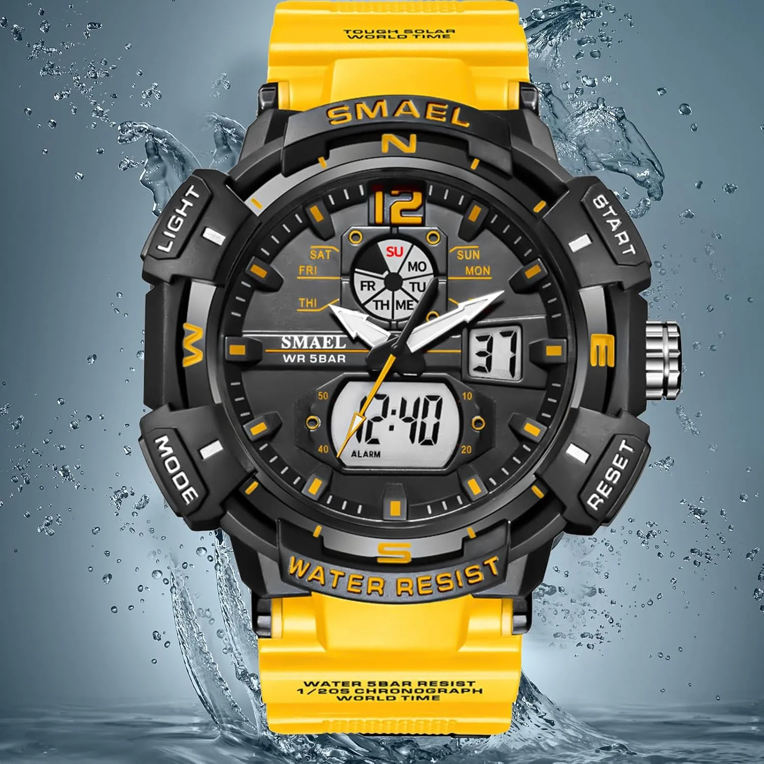 FANMIS Mens Analog Digital Sports Watch Large Face Outdoor Sports Waterproof Military Wrist Watches with Date Multifunction Tactics LED Army Watch Backlight Stopwatch (Black)
