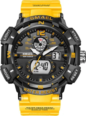 FANMIS Mens Analog Digital Sports Watch Large Face Outdoor Sports Waterproof Military Wrist Watches with Date Multifunction Tactics LED Army Watch Backlight Stopwatch (Black)