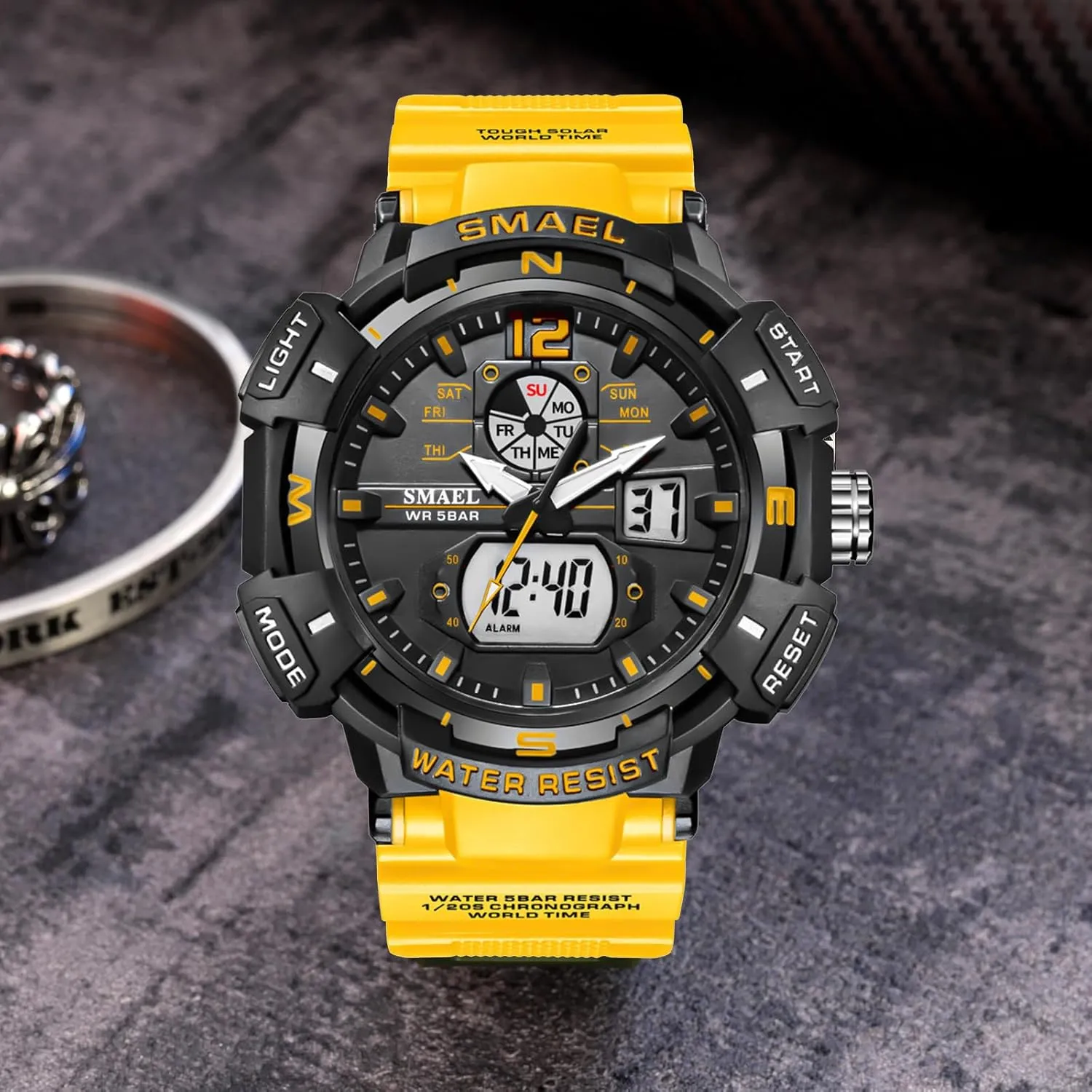 FANMIS Mens Analog Digital Sports Watch Large Face Outdoor Sports Waterproof Military Wrist Watches with Date Multifunction Tactics LED Army Watch Backlight Stopwatch (Black)
