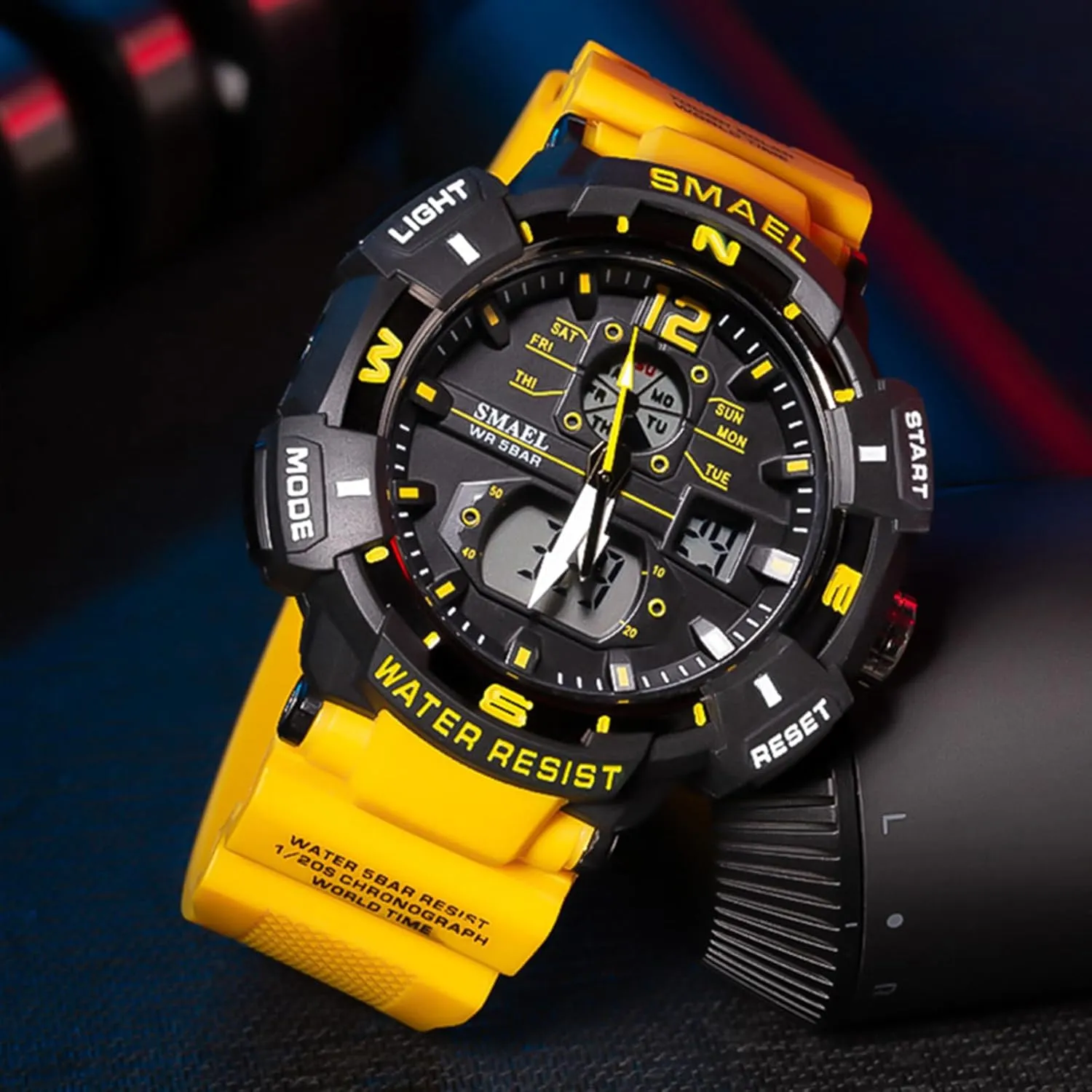 FANMIS Mens Analog Digital Sports Watch Large Face Outdoor Sports Waterproof Military Wrist Watches with Date Multifunction Tactics LED Army Watch Backlight Stopwatch (Black)