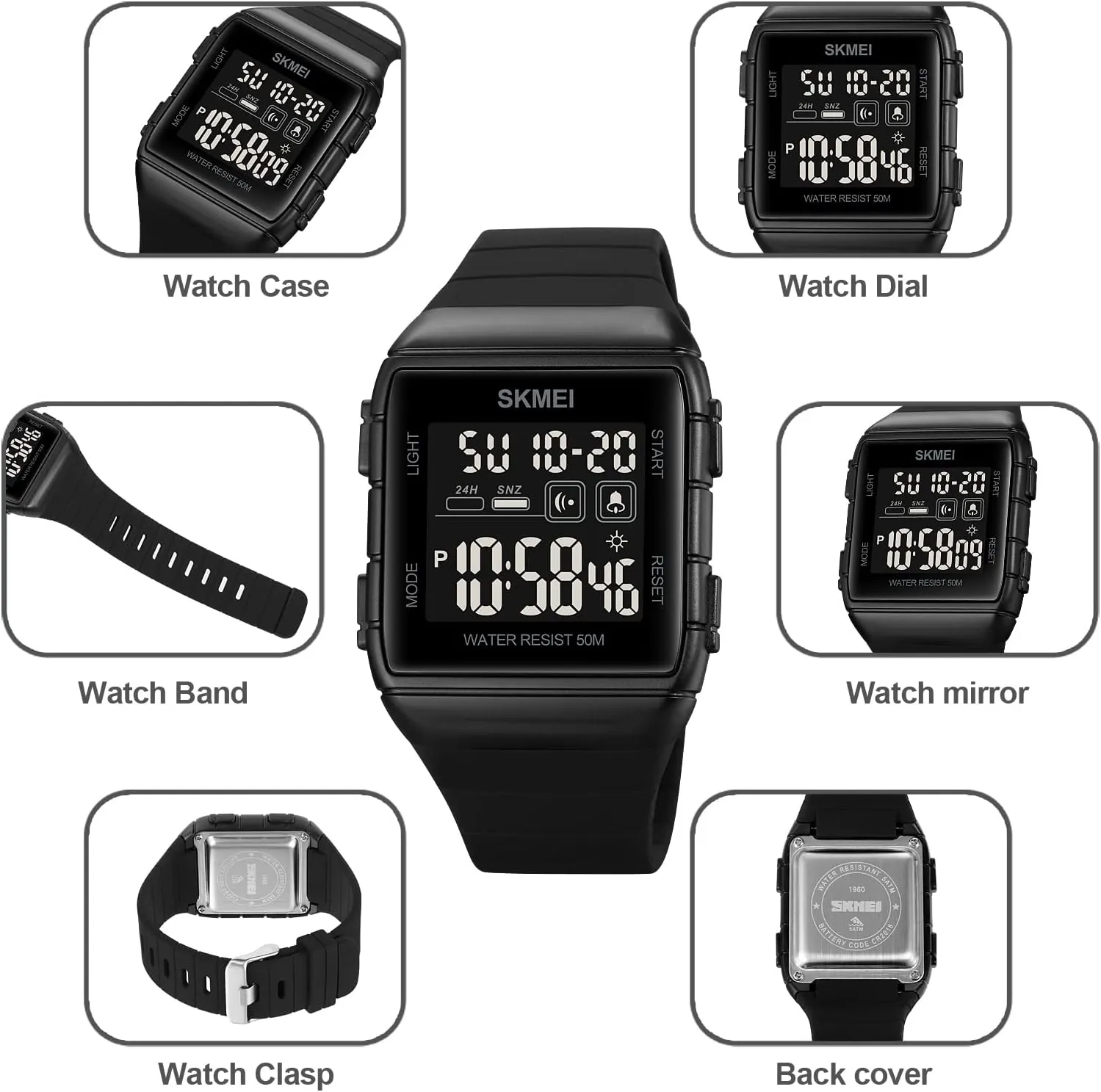 FANMIS Mens Fashion Military Multifunction Digital Watches 50M Water Resistant Electronic LED Backlight Sports Watch Unisex Outdoor Sport Watch