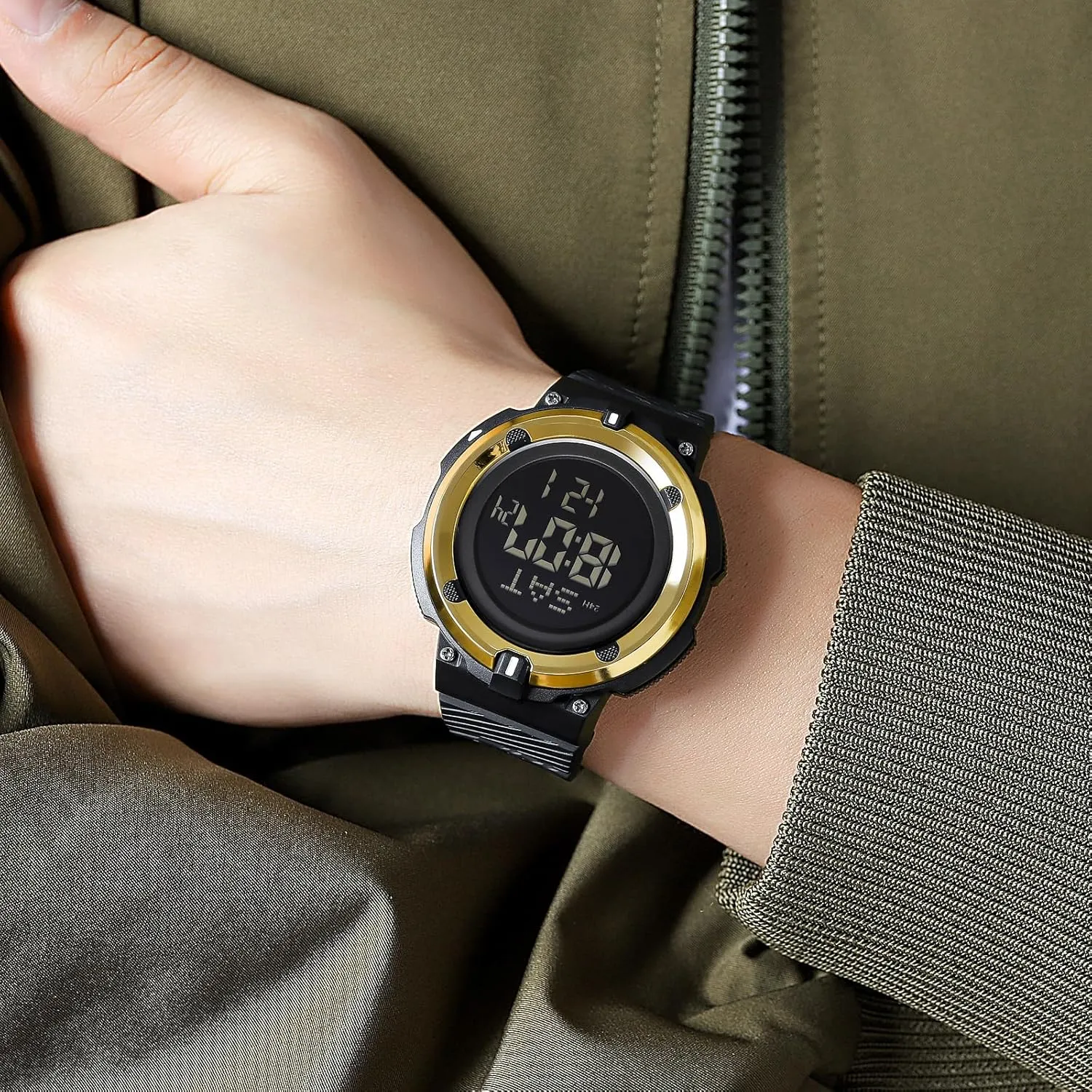 FANMIS Men's Military Minimalist Sports Watch Waterproof Electronic Watch Multi Function Luminous Watch Outdoor Army Tactics Chronograph Student LED Sport Watch