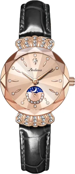 FANMIS Women's Luxury Rose Gold Watch Diamond Dial Easy Read Time Watch Elegant Dress Watch Stainless Steel Bracelet Waterproof Watch