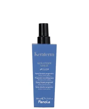 Fanola Keraterm Anti Frizz Hair Spray - Smoothing Keratin Hair Treatment & Heat Protectant Spray for Straightened & Treated Strands - Thermo-Active Formula for Frizz Control & Heat Protection (200 ml)