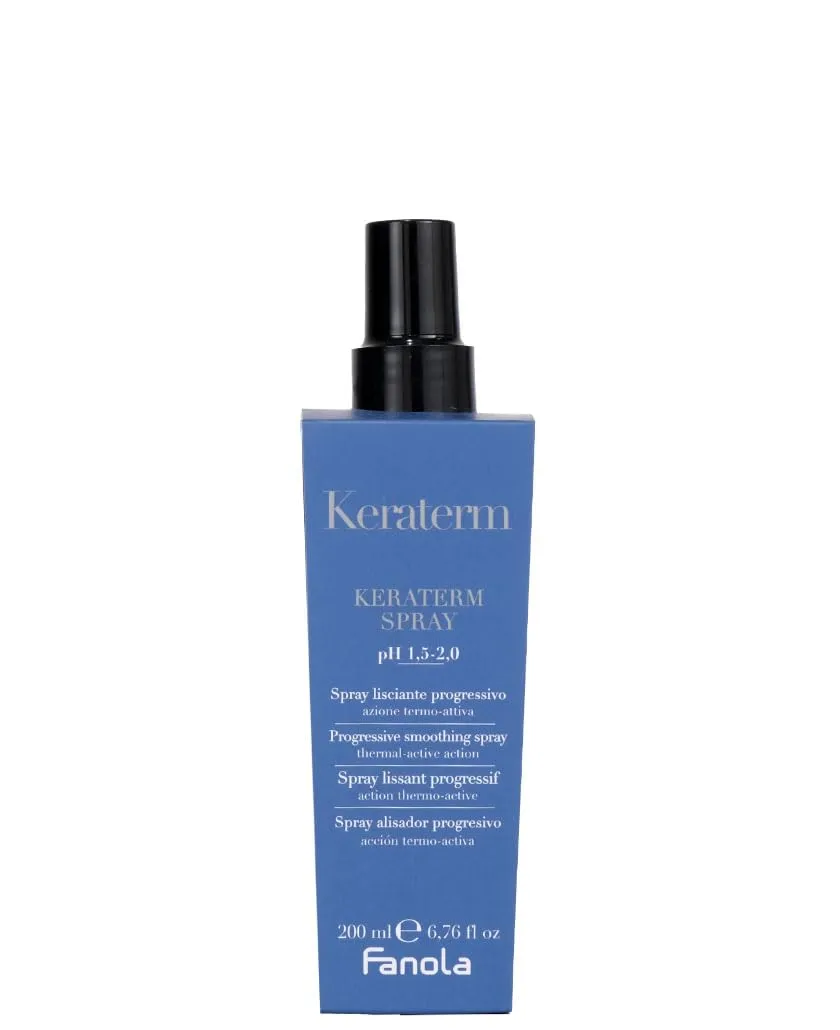 Fanola Keraterm Anti Frizz Hair Spray - Smoothing Keratin Hair Treatment & Heat Protectant Spray for Straightened & Treated Strands - Thermo-Active Formula for Frizz Control & Heat Protection (200 ml)
