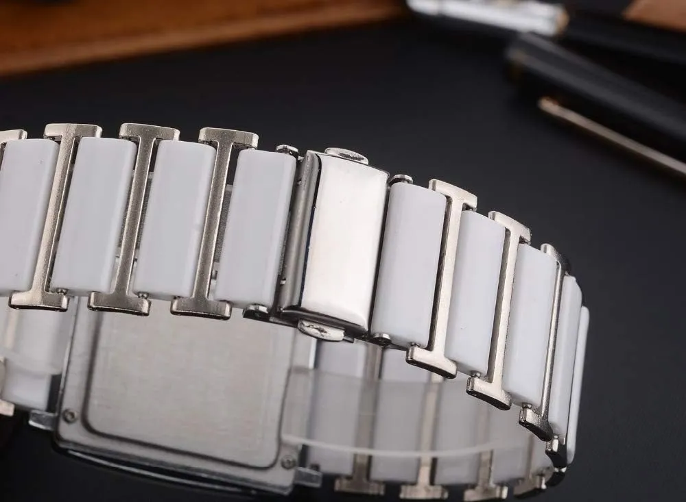 Fashion Couple Watches Women Men Lover's Watch Unique Rhinestone Ceramics Quartz Waterproof Wristwatches
