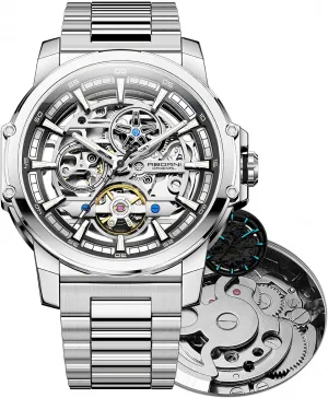 Fashion Hollowed Out Automatic Mechanical Watch Unique and Distinctive Small Second Drive High Performance Tourbillon Hollow Window Men's Personal Business Stainless Steel Watch