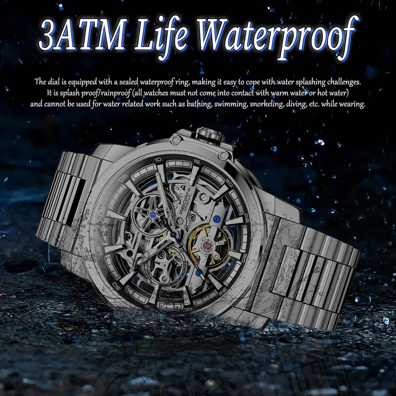 Fashion Hollowed Out Automatic Mechanical Watch Unique and Distinctive Small Second Drive High Performance Tourbillon Hollow Window Men's Personal Business Stainless Steel Watch