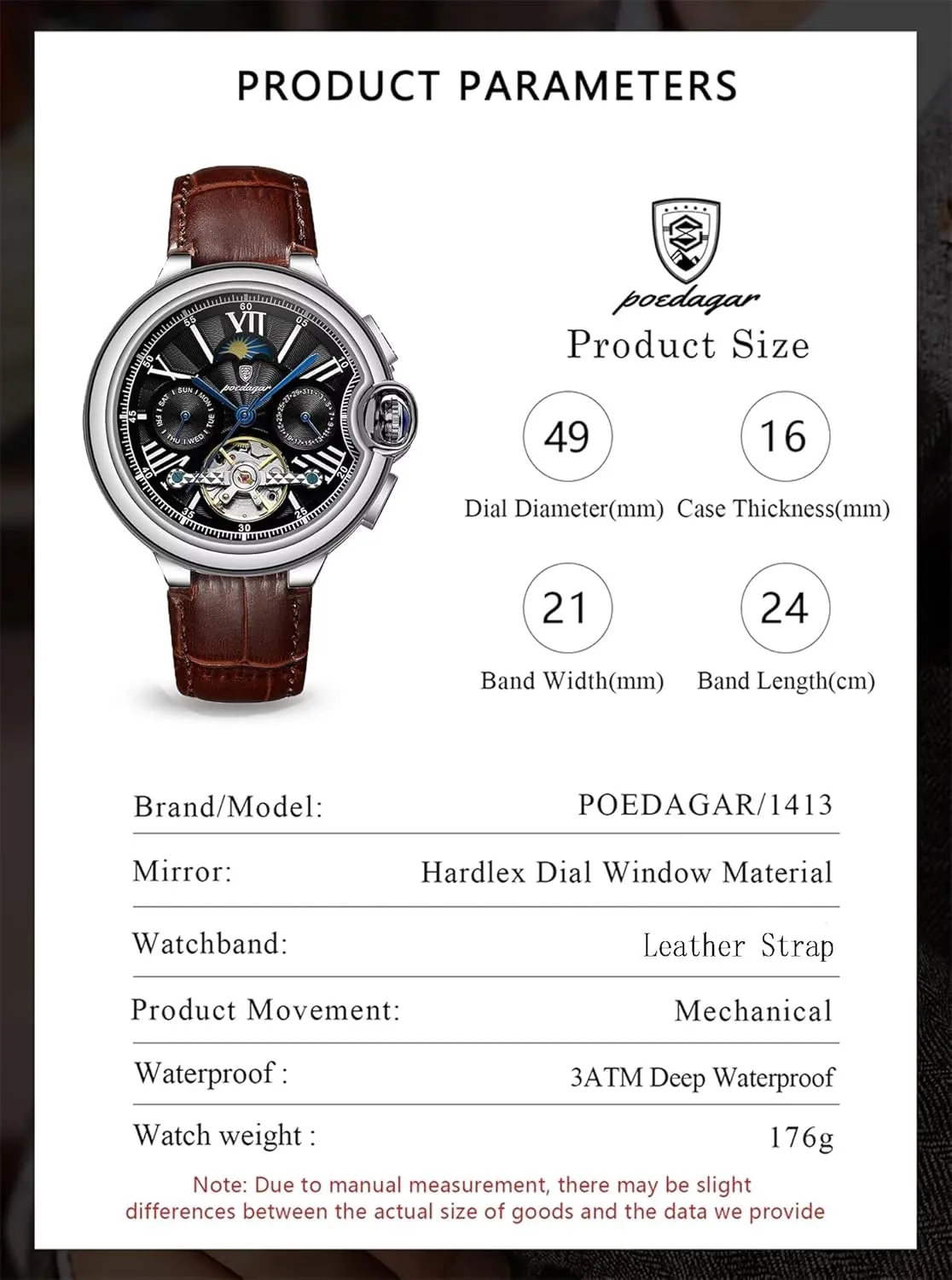 Fashion Men's Tourbillon Watches Automatic Mechanical Wrist Watch Multifunctional Waterproof Sport Male Clock Men Casual Business Watch